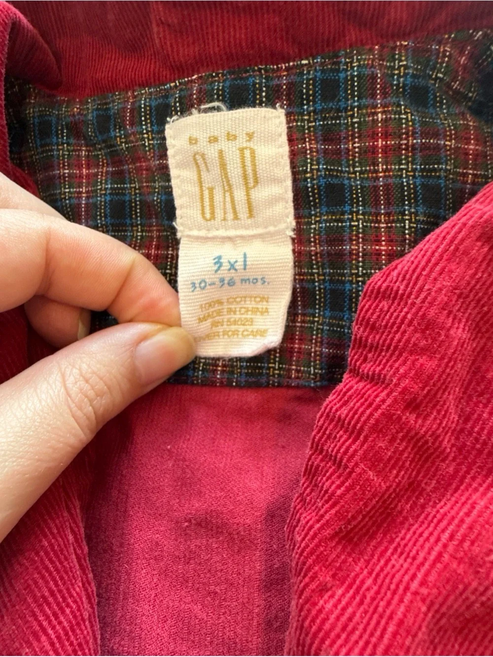 Vintage 90s Baby Gap 30-36 Months Jumper Burgundy Corduroy